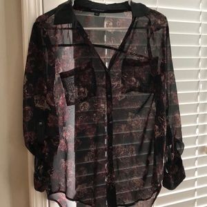 Sheer floral rock republic top